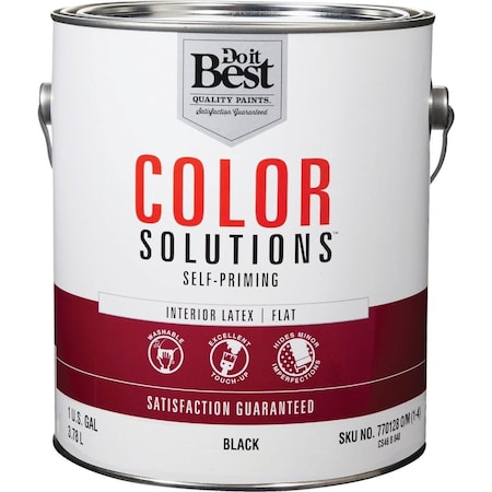 All-Source Color Solutions Latex Self-Priming Flat Interior Wall Paint, Black, 1 Gal. CS46B0848-16